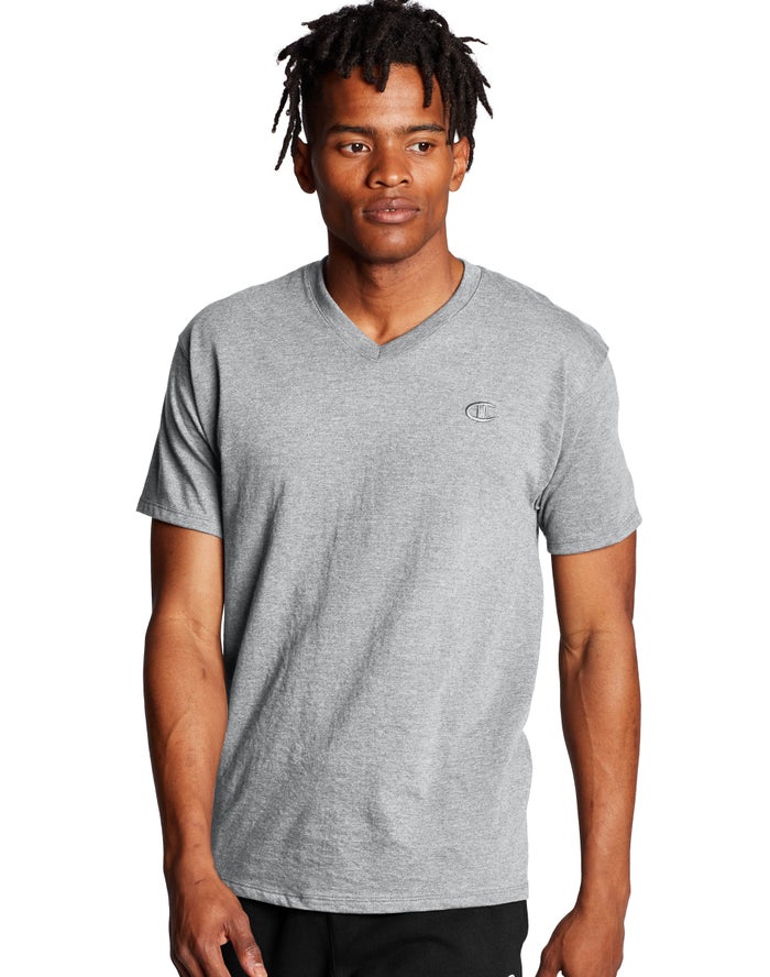 Champion Classic Jersey V-Neck Erkek Tişört Gri ( YBQGRS086 )